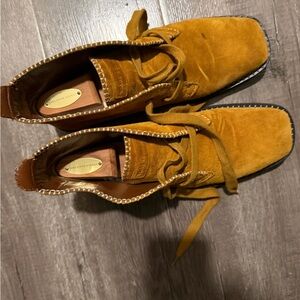 Wales Bonner Italian Suede desert boots with a flat toe